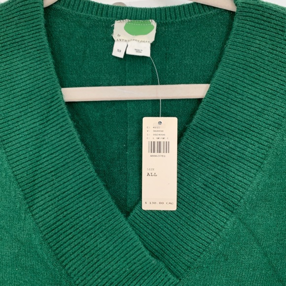 Anthropologie Emerald Green V-Neck Knit Sweater XS - Picture 2 of 6